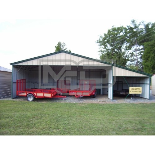 All-Steel Barn Shelter | Vertical Roof | 42W x 21L x 10H | Continuous Roof