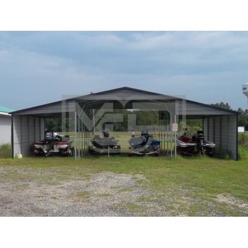 Metal Barn Shed | Boxed Eave Roof | 44W x 26L x 12H | Continuous Roof