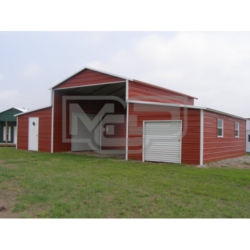 Metal Barn | Boxed Eave Roof | 42W x 31L x 12H | Raised Center Aisle