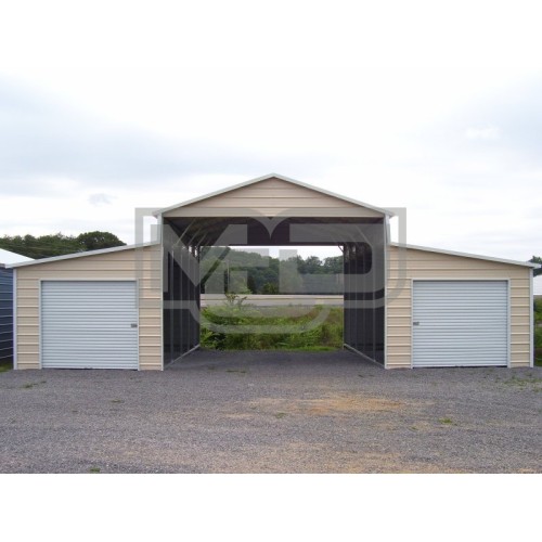 Metal Carolina Barn | Boxed Eave Roof | 42W x 26L x 12H | Raised Center Aisle