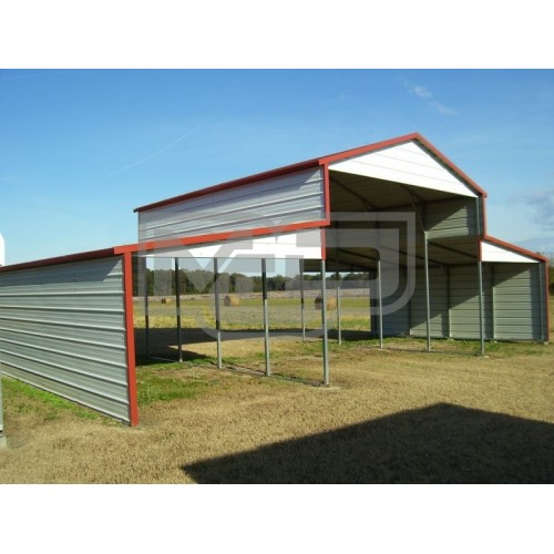 Metal Barn Structure | Boxed Eave Roof | 44W x 21L x 12H | Barn Shelter