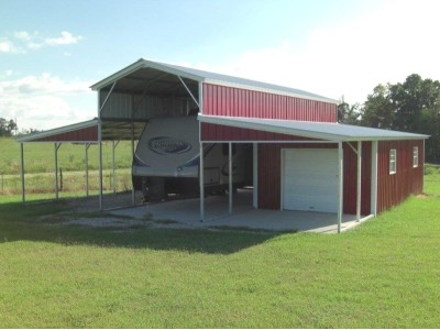 Metal Barn RV Shelter | Vertical Roof | 36W x 31L x 12H |  Metal Barn