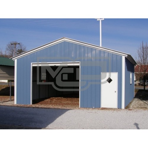 1-Car Metal Garage | Vertical Roof | 20W x 21L x 9H | Enclosed Garage