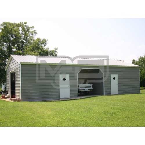 Enclosed Steel Building | Vertical Roof | 24W x 51L x 9H | Metal Garage