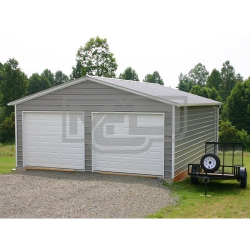 2-Car Custom Garage | Vertical Roof | 20W x 26L x 9H | Metal Garage