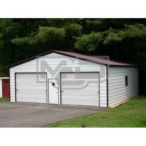 2-Car Garage | Vertical Roof | 24W x 31L x 9H | Metal Garage