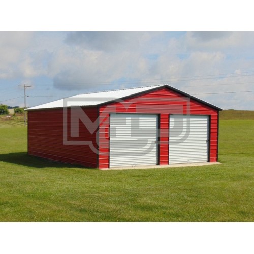 2-Car Metal Garage | Vertical Roof | 22W x 31L x 9H | Two-Car